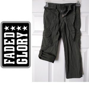 Khaki green belted pants girls size 5